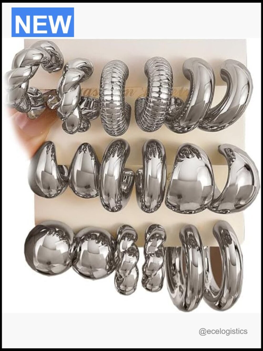 24 Pairs Gold Hoop Earrings Set for Women Hypoallergenic Chunky Chain Twisted